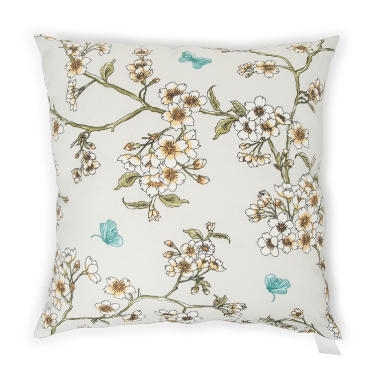  Premier Home Çiçek Desenli Kırlent Kılıfı (Bej / Sarı) - 43x43 cm